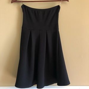 Strapless black mini dress